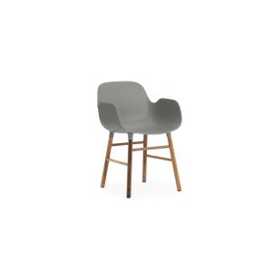 Fauteuil gris avec structure en bois de noyer