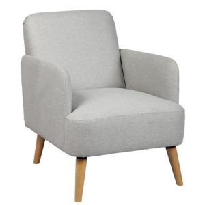 Fauteuil gris clair en tissu rembourré