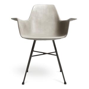 Fauteuil haut design industriel en béton gris et acier noir…