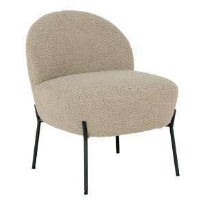 Fauteuil  imitation laine beige piétement acier noir