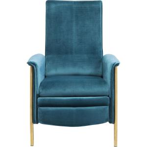 Fauteuil inclinable en velours bleu pétrole et acier doré