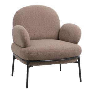 Fauteuil Jaycob boucle marron-pied métal noir 74x71x83cm