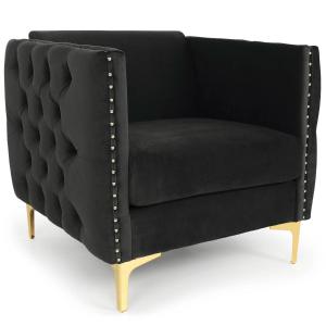 Fauteuil joshua velours noir