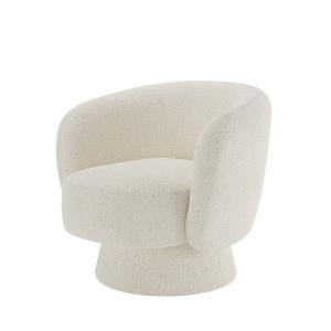 Fauteuil laine bouclée pivotant couleur crème