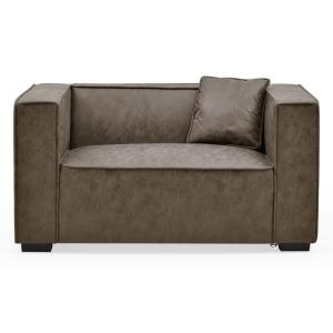 Fauteuil large macao tissu effet peau vintage marron