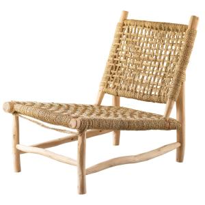Fauteuil lounge ajouré bohème bois naturel 80 x 60
