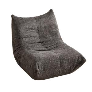 Fauteuil lounge au sol en chenille grise, style rétro chic