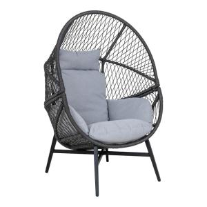 Fauteuil  lounge de jardin forme oeuf en métal noir et poly…