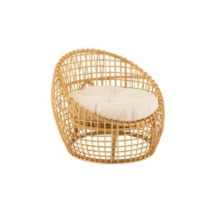 Fauteuil lounge en rotin  avec coussin écru