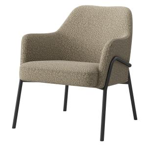 Fauteuil lounge en tissu Bouclé Grège et métal noir