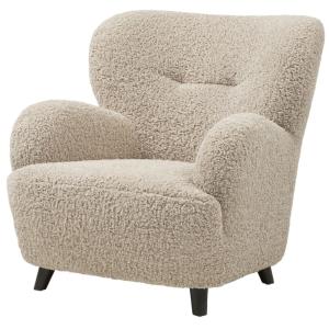 Fauteuil lounge en tissu bouclé marron clair