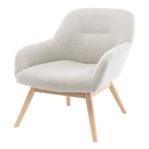 Fauteuil lounge en tissu Coloris Lin et bois naturel