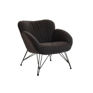 Fauteuil lounge en tissu et piétement en métal noir gris an…