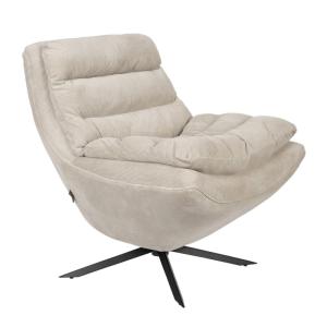 Fauteuil lounge en velours côtelé beige