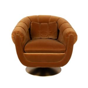 Fauteuil lounge en velours marron