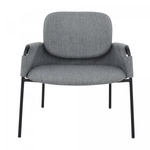 Fauteuil lounge moderne en tissu et métal gris ciment