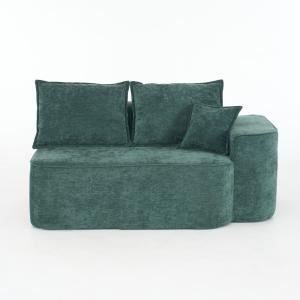 Fauteuil Lounge Modulable avec Accoudoir Droit en Tissu Vert
