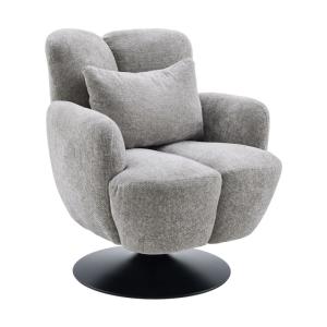 Fauteuil lounge pivotant accoudoir tissu chenillé gris pied…