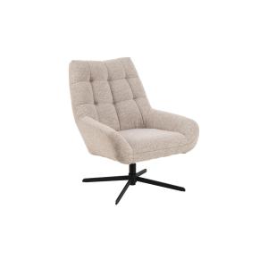 Fauteuil lounge pivotant en tissu bouclette beige