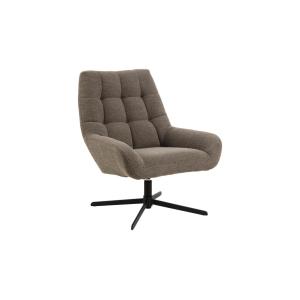 Fauteuil lounge pivotant en tissu bouclette taupe