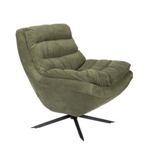 Fauteuil lounge pivotant en velours côtelé vert