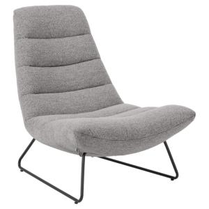 Fauteuil lounge rembourré, gris/métal