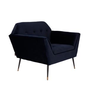 Fauteuil lounge velours bleu