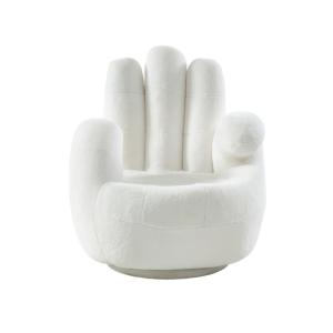 Fauteuil main fourrure synthétique blanc