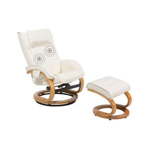 Fauteuil massant cuir pu beige clair
