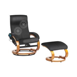 Fauteuil massant et chauffant en tissu noir