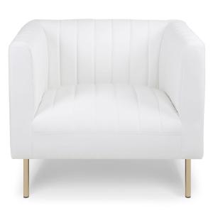 Fauteuil moderne à coutures verticales simili blanc