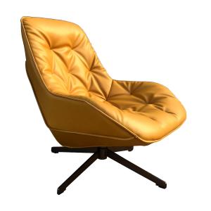 Fauteuil moderne aspect cuir jaune