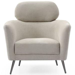 Fauteuil moderne avec haut dossier damigal tissu doux beige