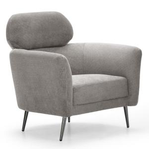 Fauteuil moderne avec haut dossier tissu doux gris