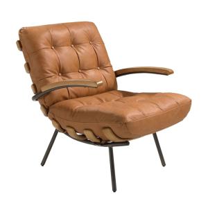 Fauteuil moderne en cuir marron et frêne