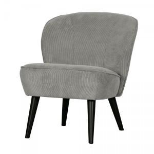 Fauteuil moderne en tissu côtelé gris