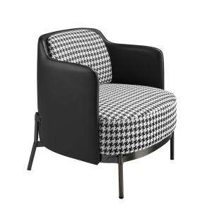 Fauteuil Moderne en Tissu Noir et Blanc avec Similicuir Noir