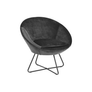 Fauteuil moderne en velours et métal anthracite