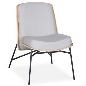 Fauteuil moderne gauguin bois et tissu gris clair
