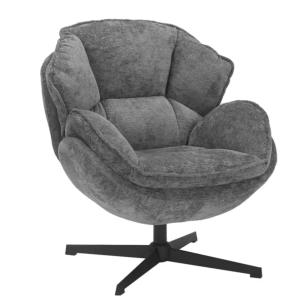 Fauteuil moelleux pivotant à 360° en tissu et en cuir gris…
