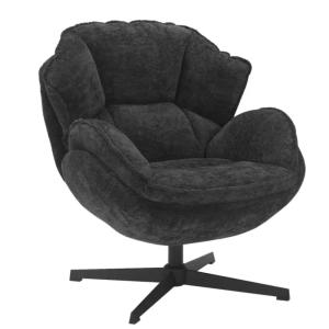 Fauteuil moelleux pivotant à 360° en tissu et en cuir noir…