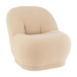 Fauteuil moelleux velours  - effet bouclette polyester beig…