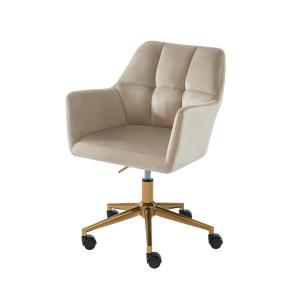 Fauteuil MONA  en velours beige avec pieds dorés