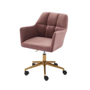 Fauteuil MONA  en velours rose avec pieds dorés