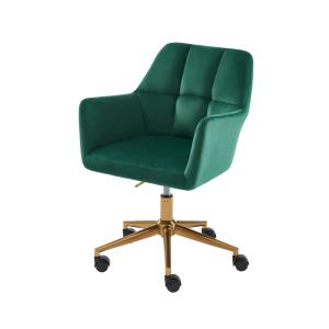 Fauteuil MONA  en velours vert avec pieds dorés