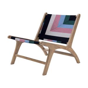 Fauteuil multicolore en fil de laine tressé et bois de teck