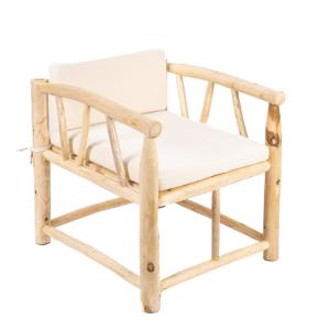 Fauteuil naturel en teck avec coussins 76x75x82