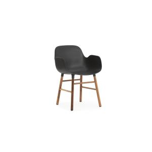 Fauteuil noir avec structure en bois de noyer