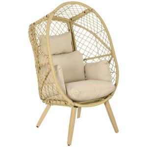 Fauteuil œuf pied résine rotin résine métal polyester gris…