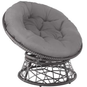 Fauteuil papasan en résine tressée acier rotatif coussin ro…